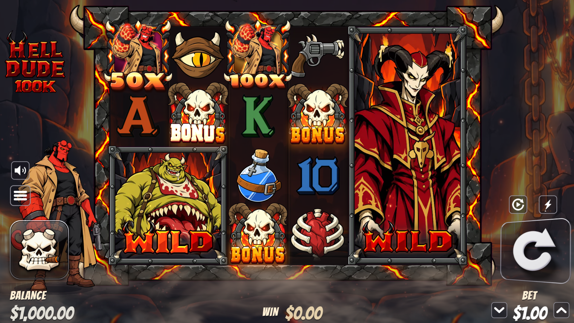 HellDude 100k slot gameplay reels