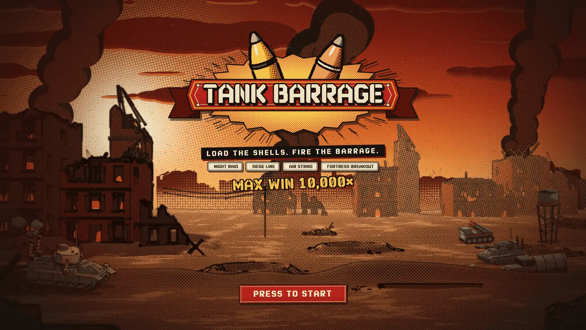 Tank Barrage slot intro screen