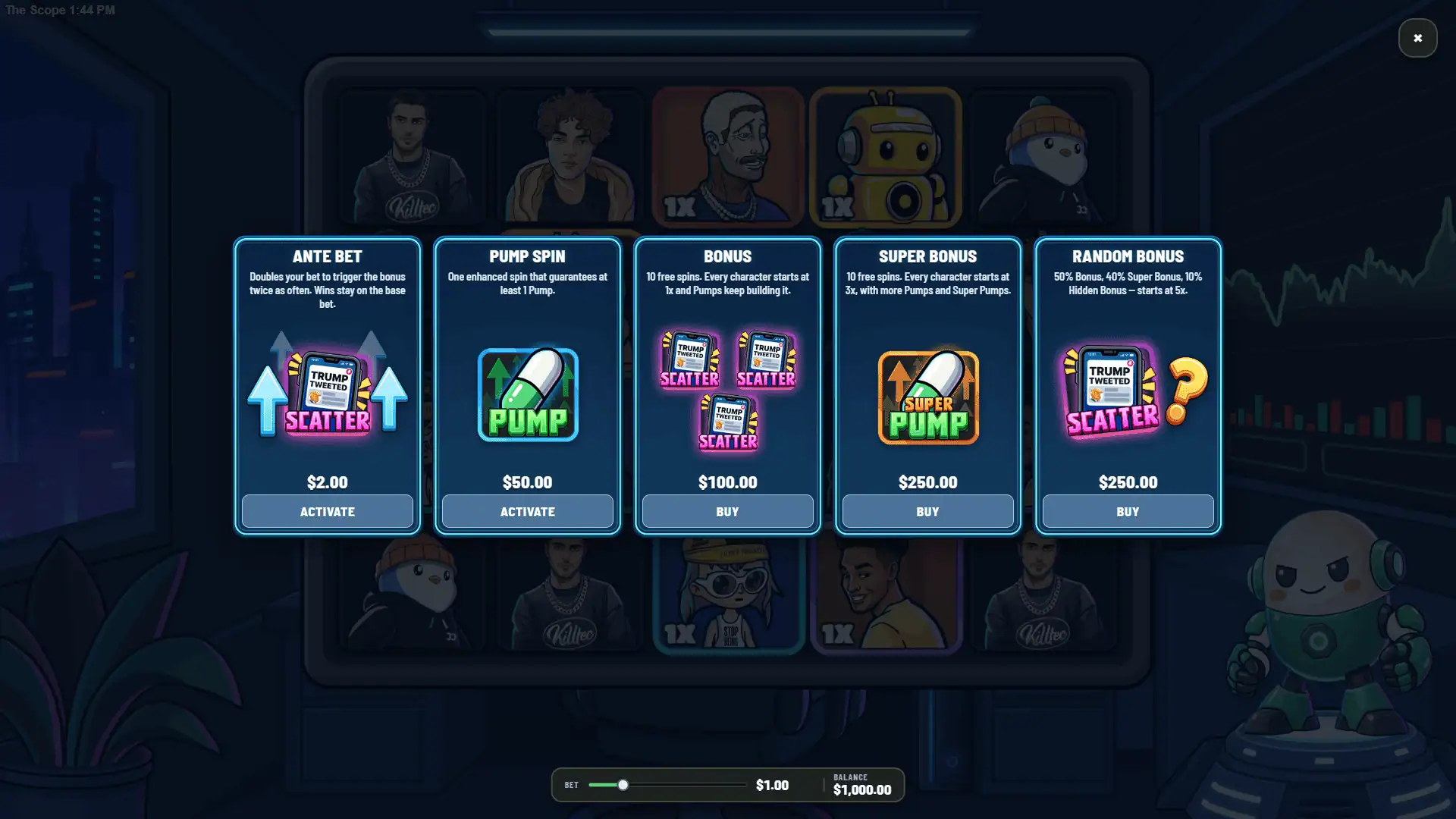 The Scope bonus buy menu