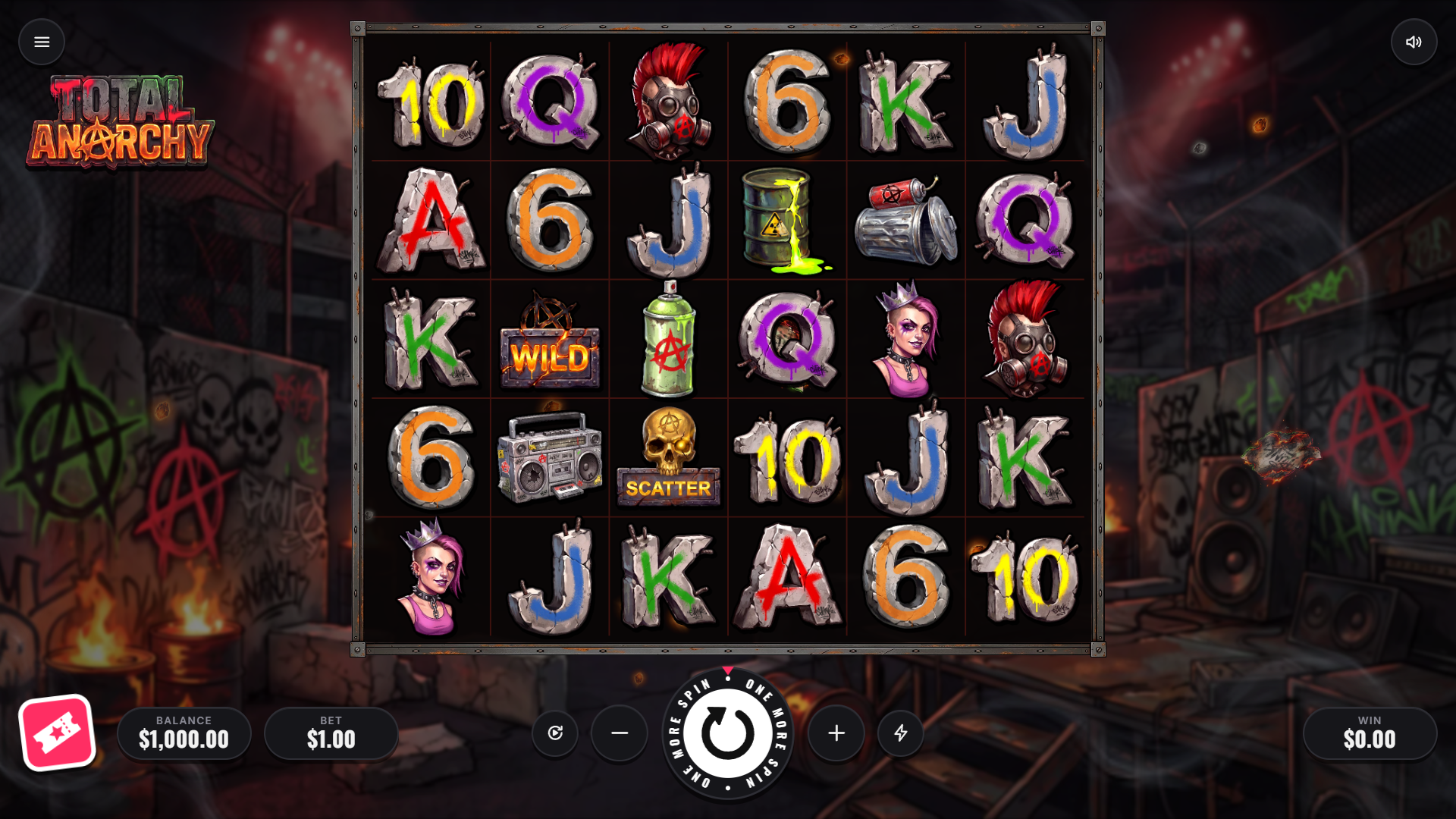 Total Anarchy slot gameplay reels