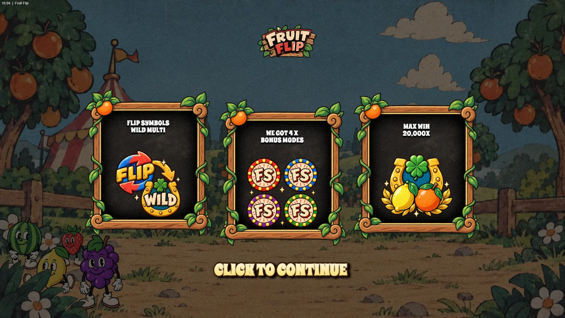 Fruit Flip slot intro screen