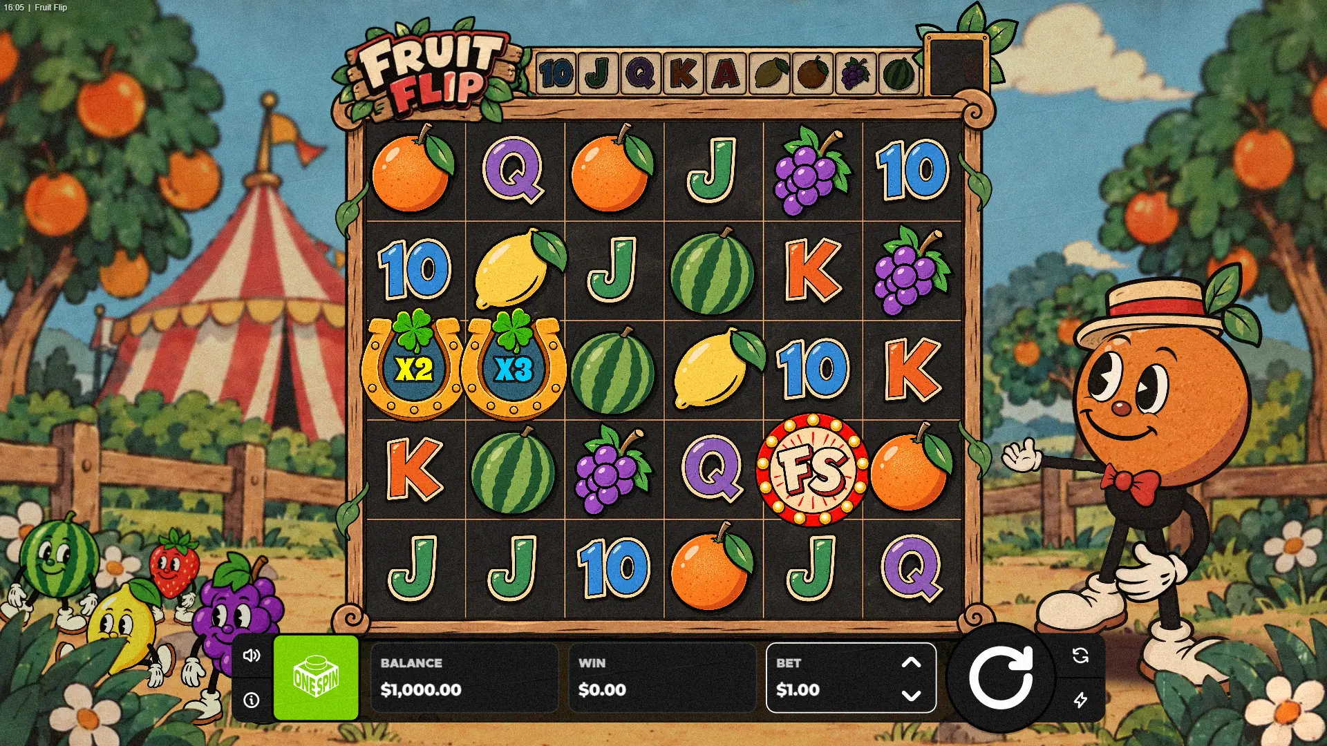 Fruit Flip slot gameplay reels