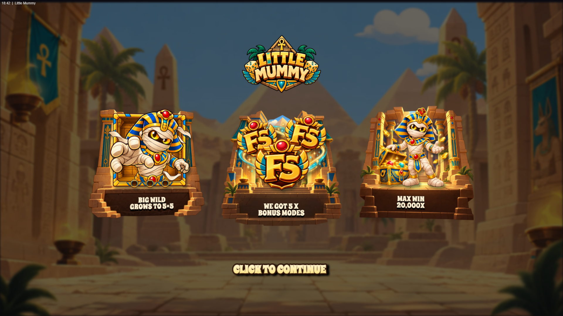 Little Mummy slot intro screen