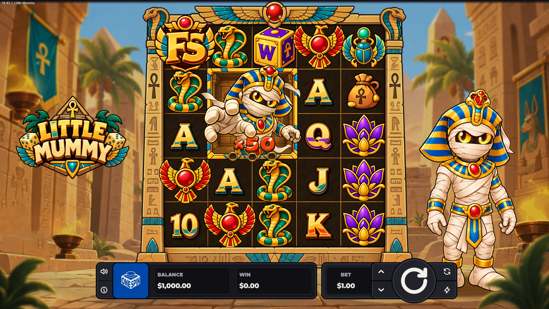 Little Mummy slot gameplay reels