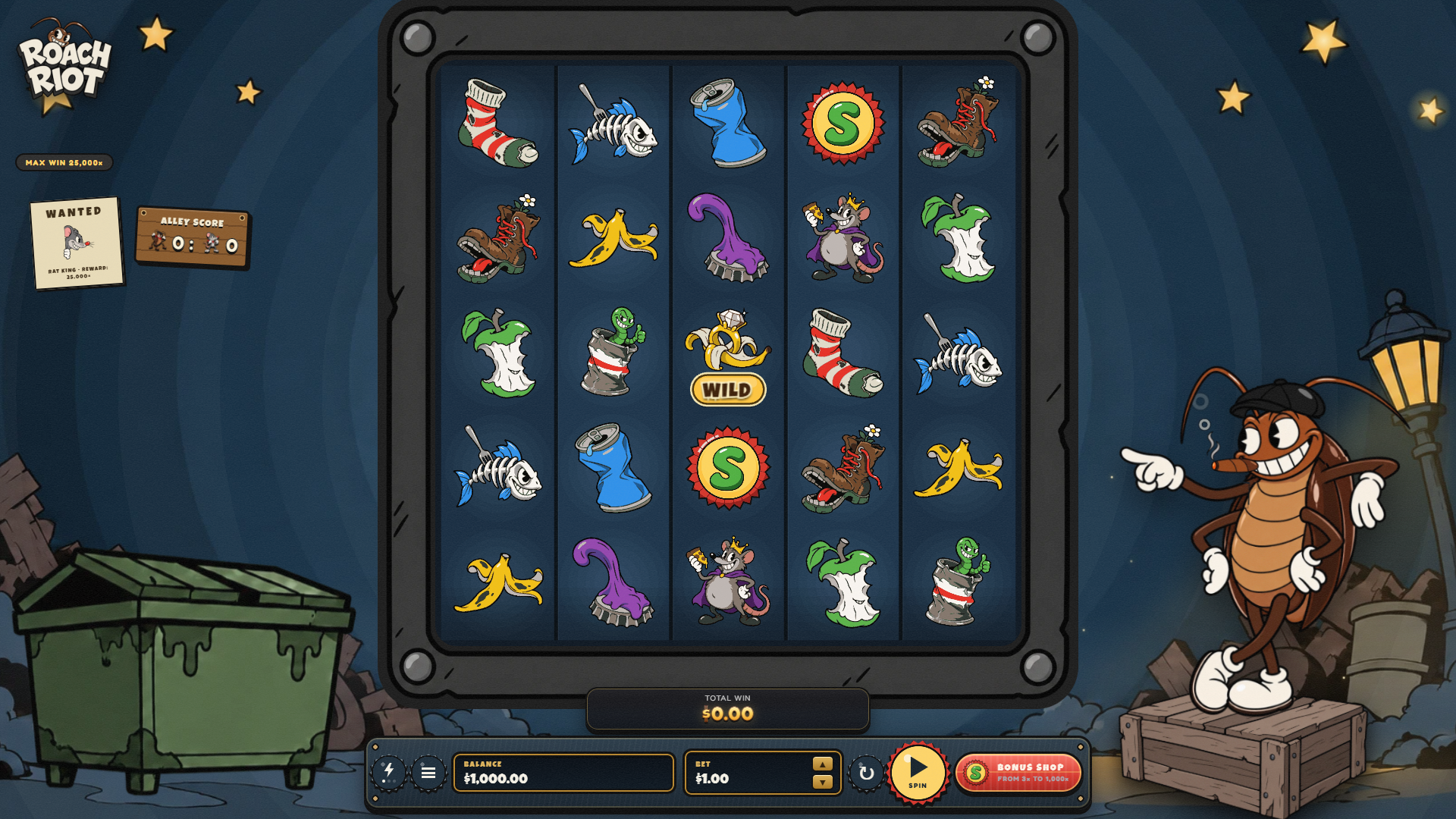 Roach Riot slot gameplay reels