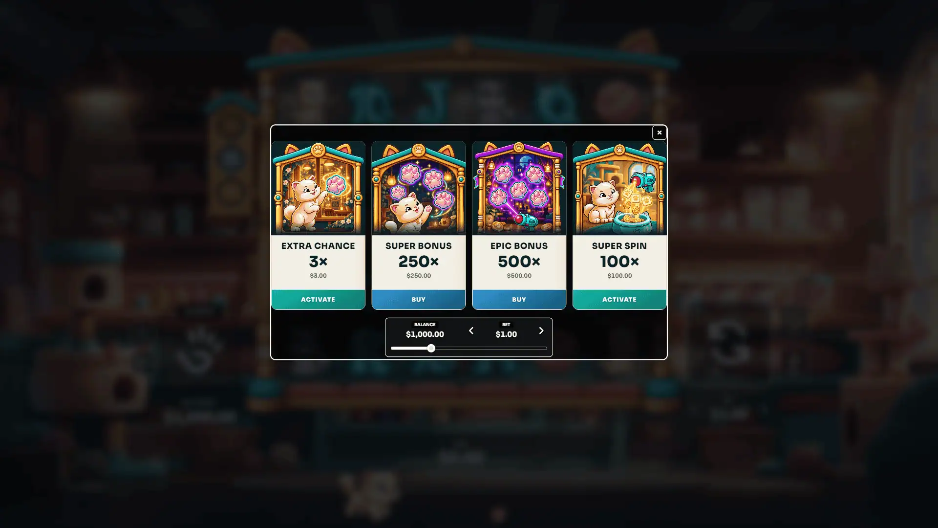 Cat Cafe bonus buy menu