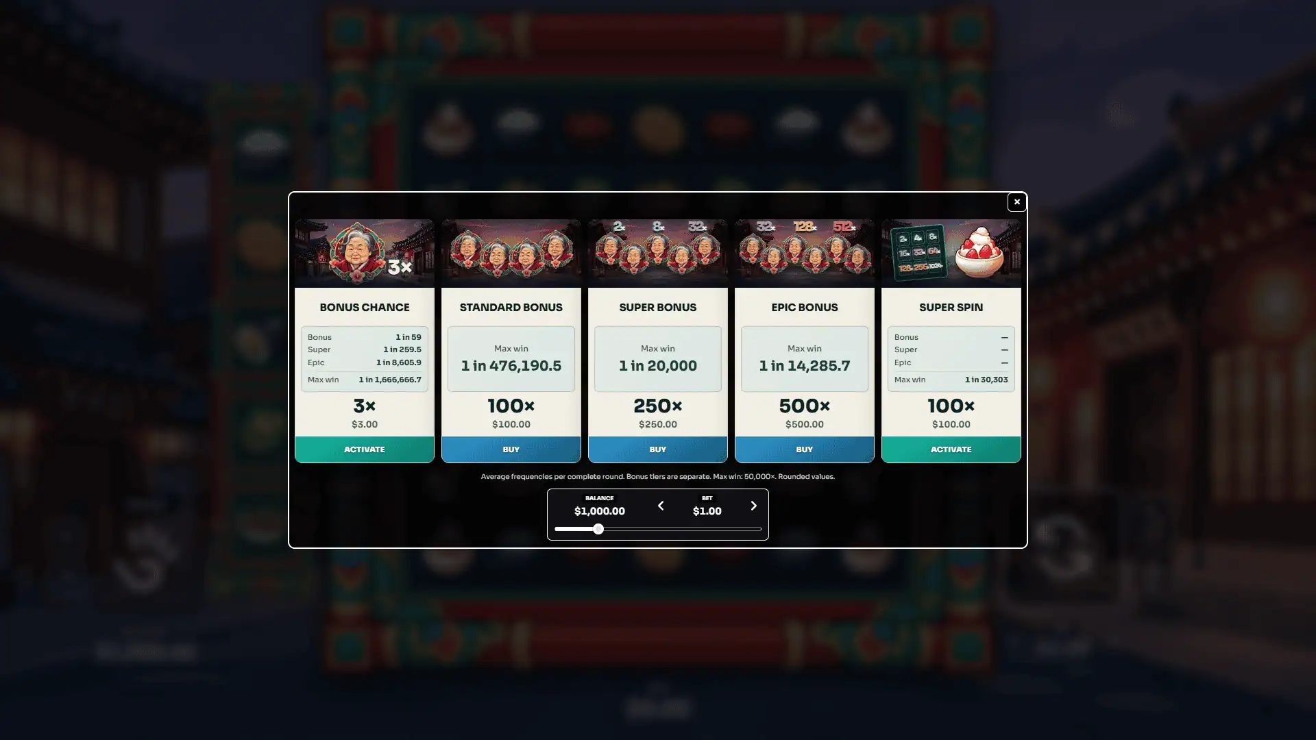 Seoul Party bonus buy menu