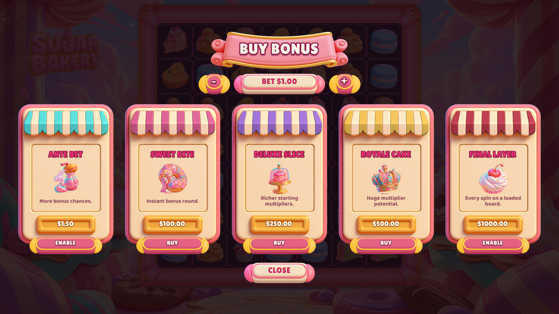 Sugar Bakery bonus buy menu