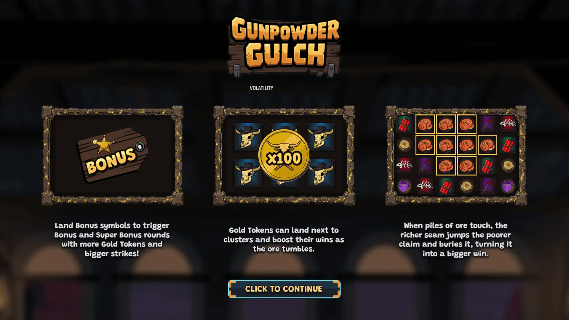 Gunpowder Gulch slot intro screen