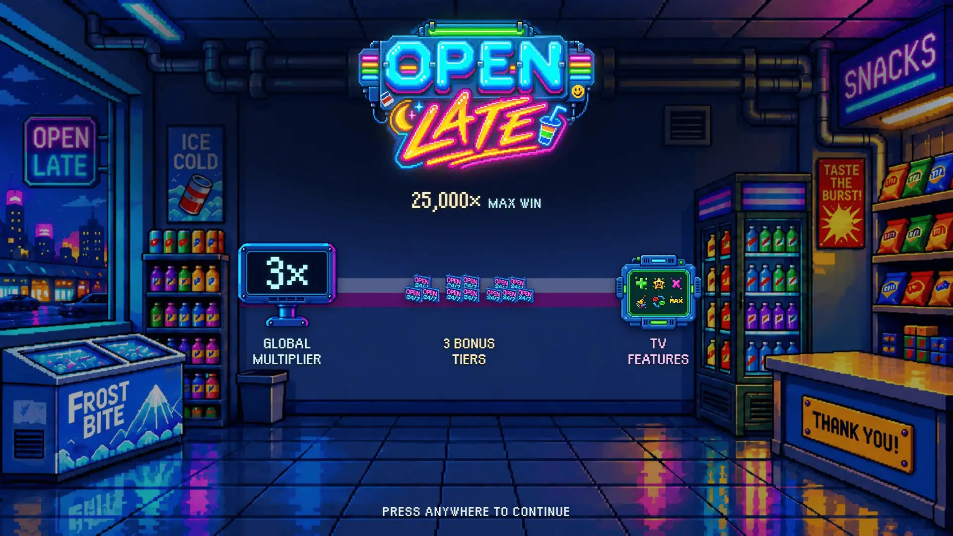 Open Late slot intro screen