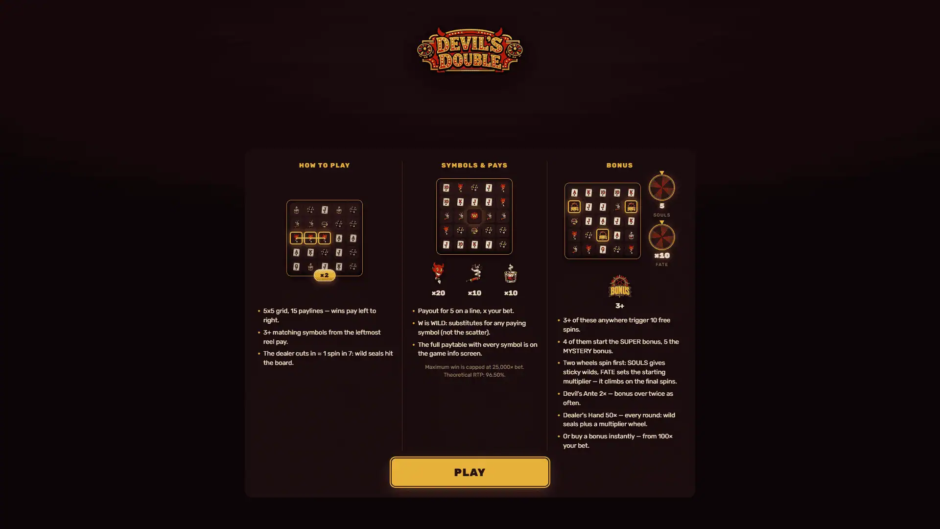 Devil&rsquo;s Double slot intro screen
