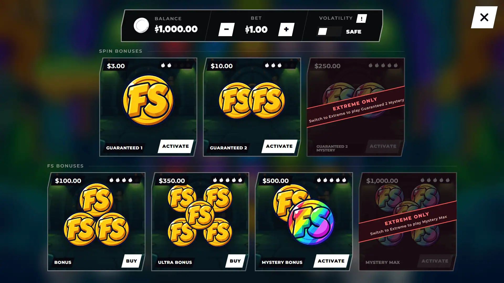 Ganja Vault bonus buy menu