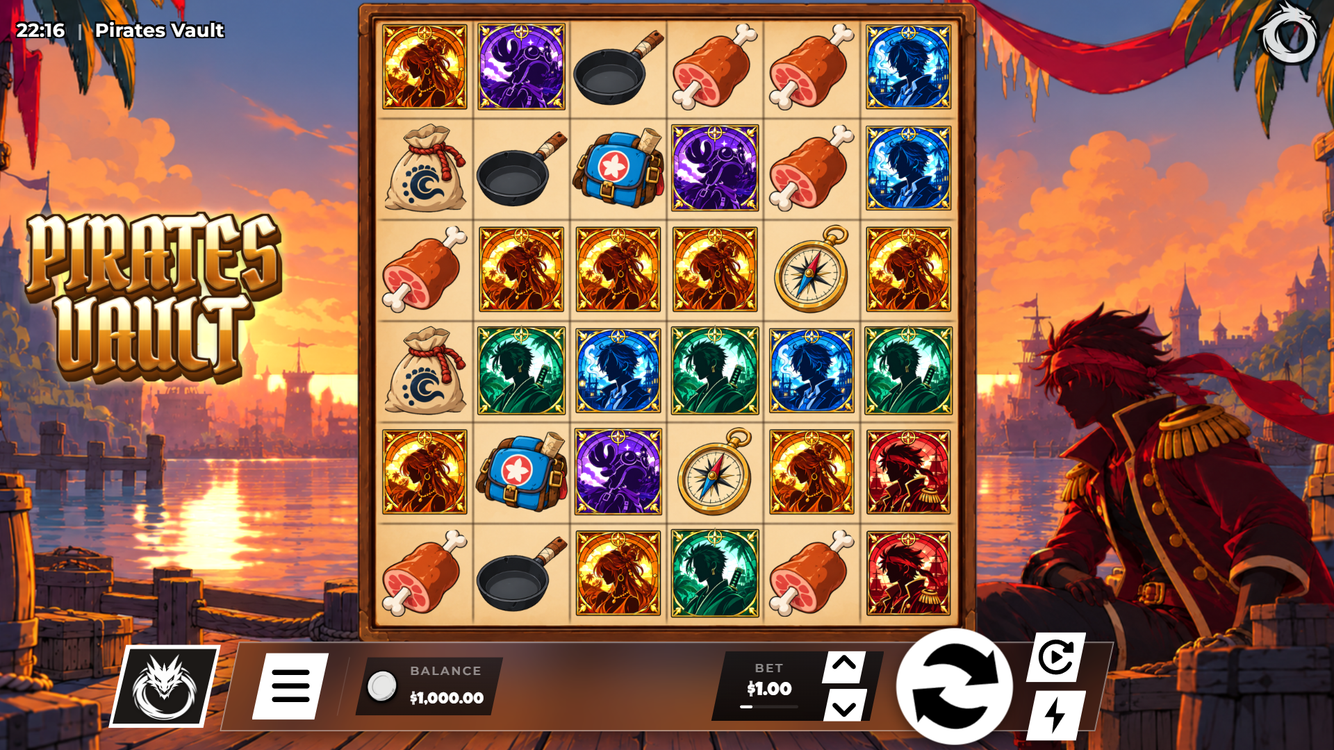 Pirates Vault slot gameplay reels