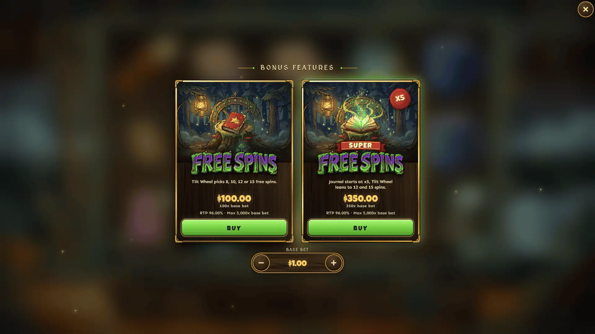 Camp Mystery bonus buy menu