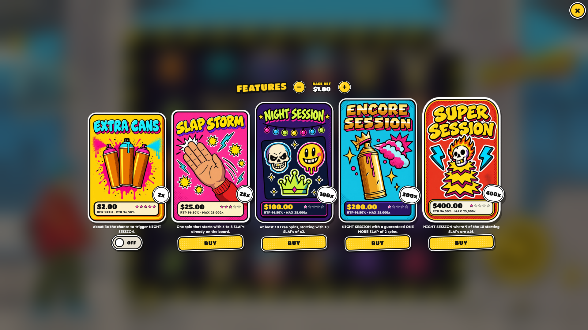 Slap City bonus buy menu