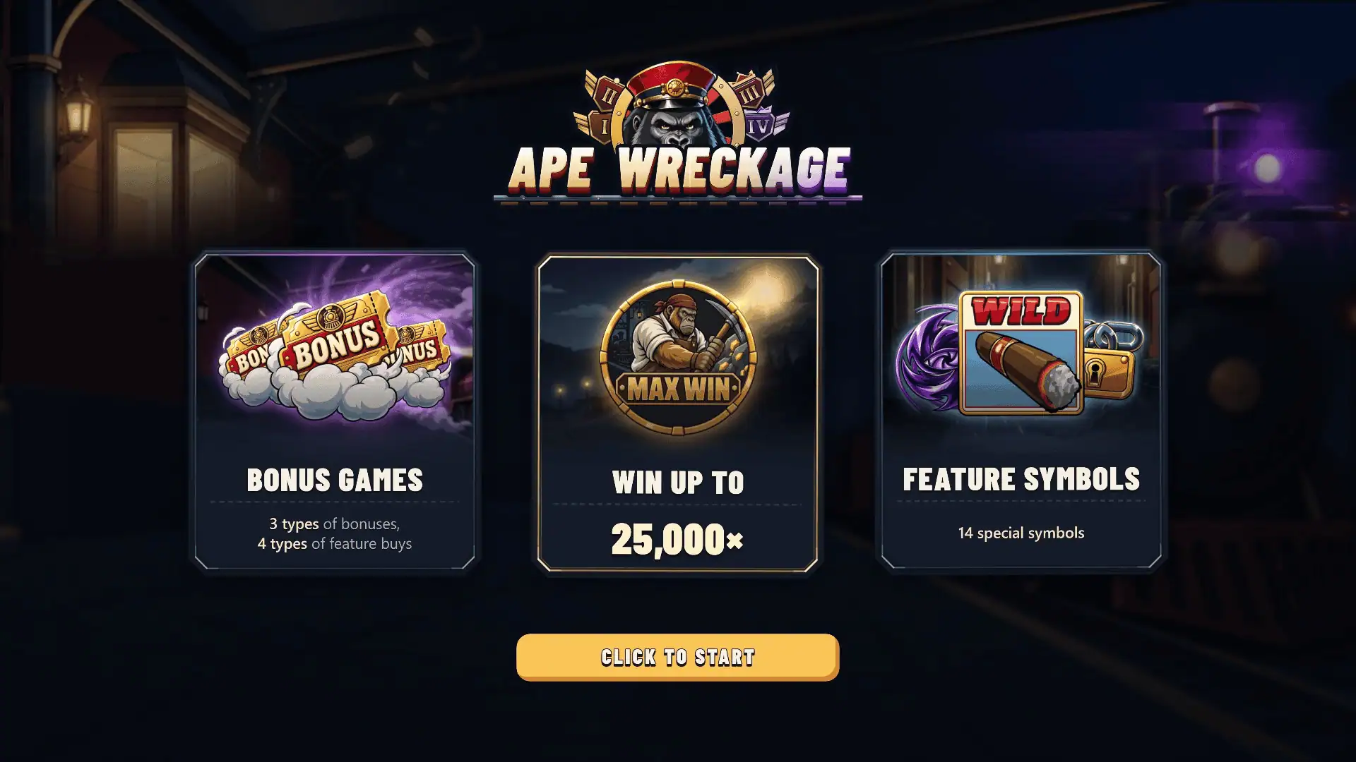 Ape Wreckage slot intro screen