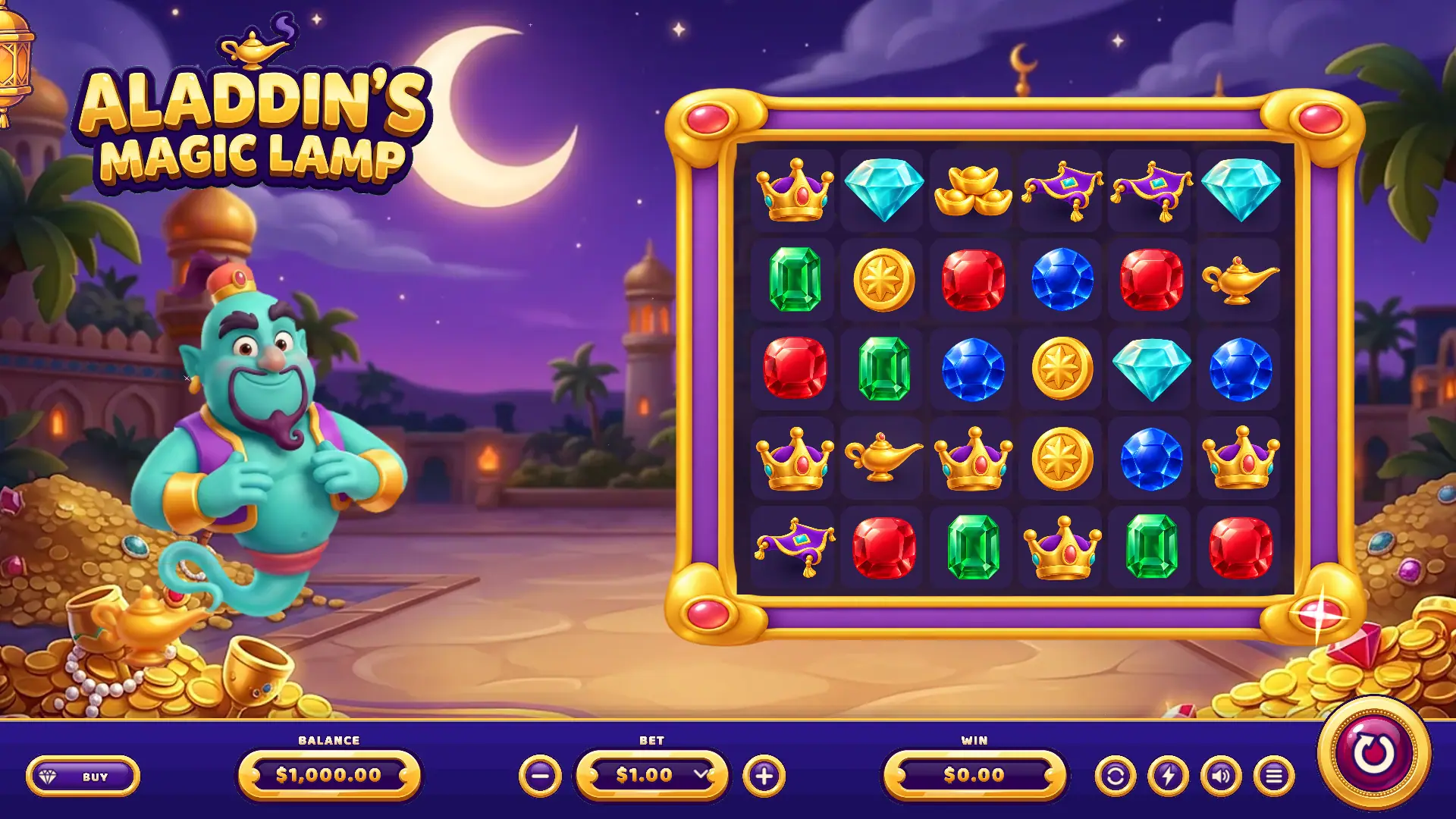 Aladdin's Magic Lamp slot gameplay reels