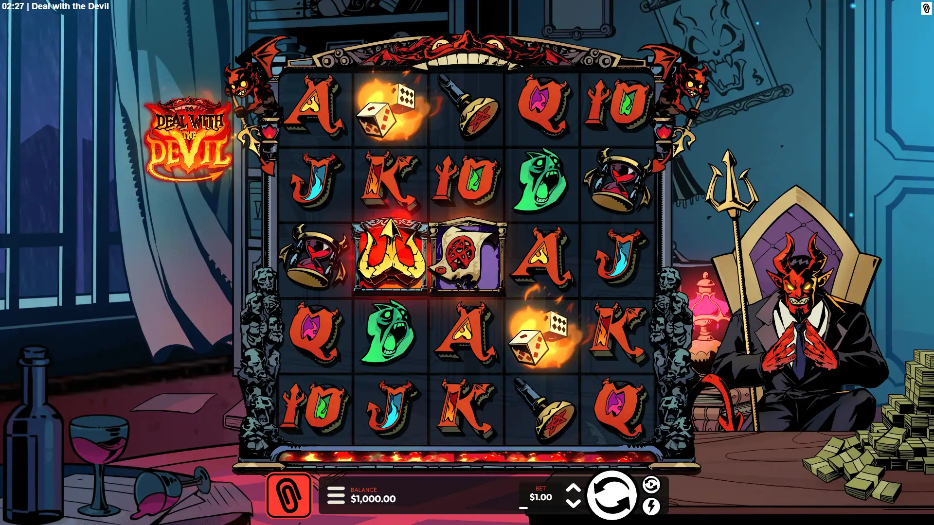 Deal with the Devil slot gameplay reels