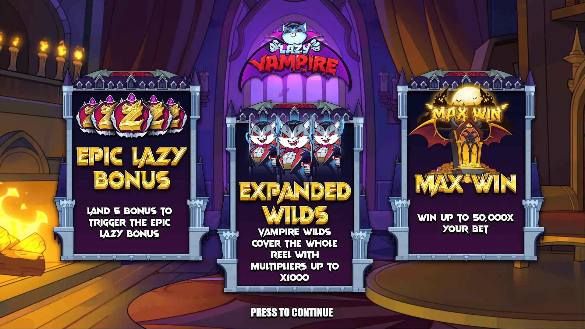 Lazy Vampire slot intro screen