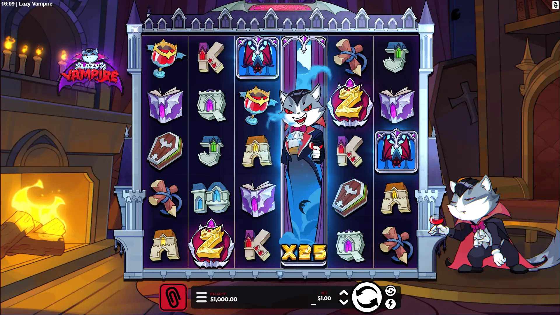 Lazy Vampire slot gameplay reels