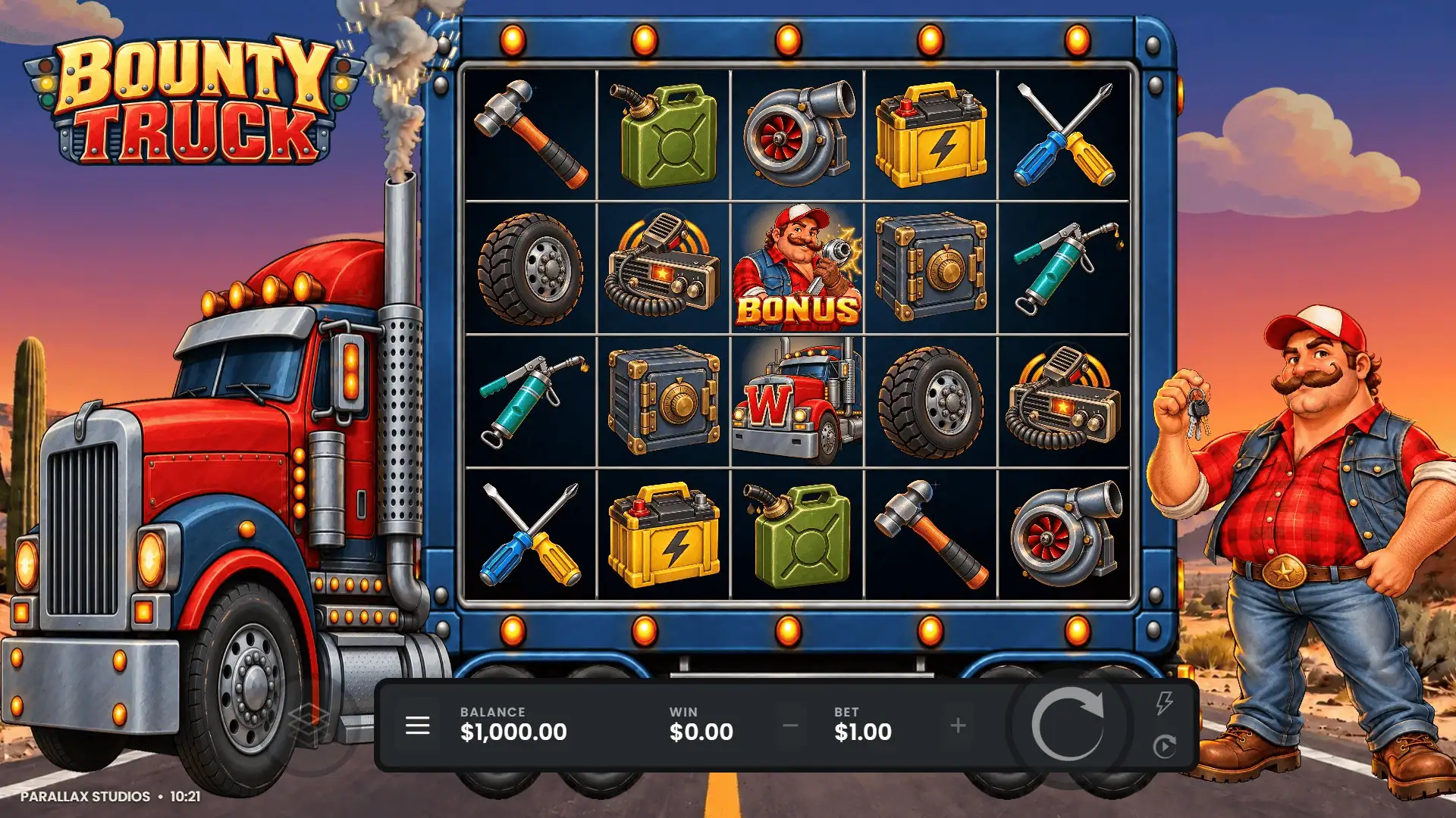 Bounty Truck slot gameplay reels