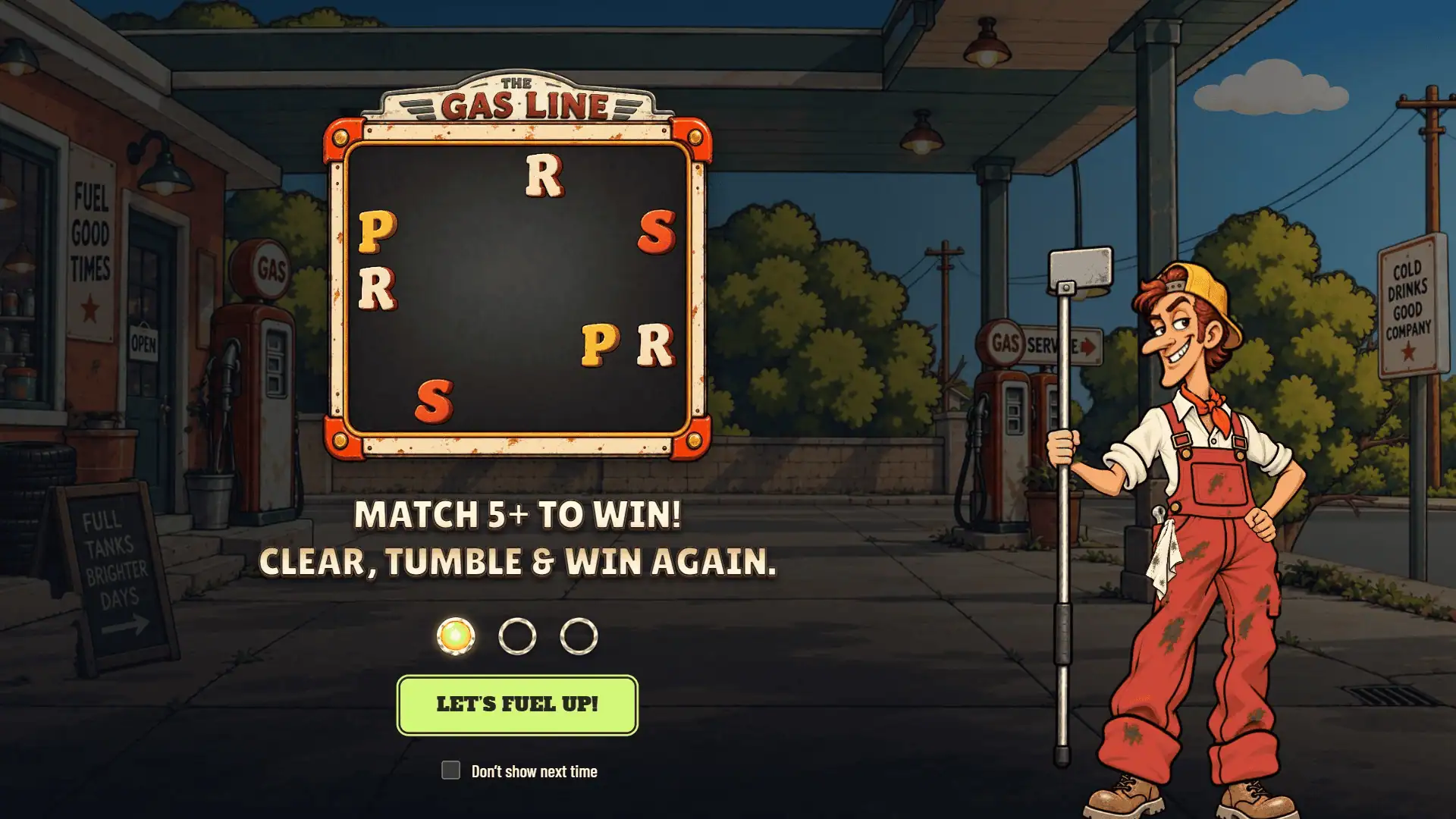 The Gas Line slot intro screen