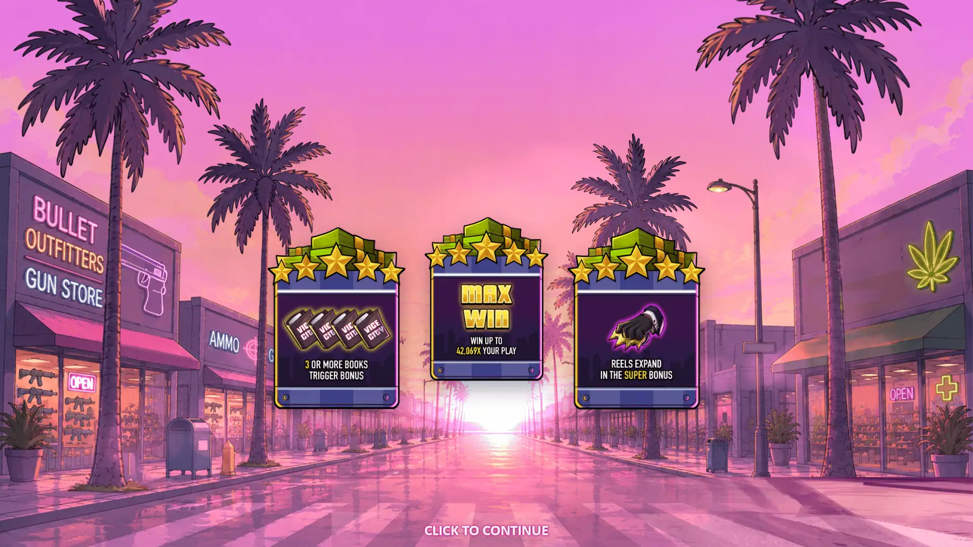 Book of Vice City slot intro screen