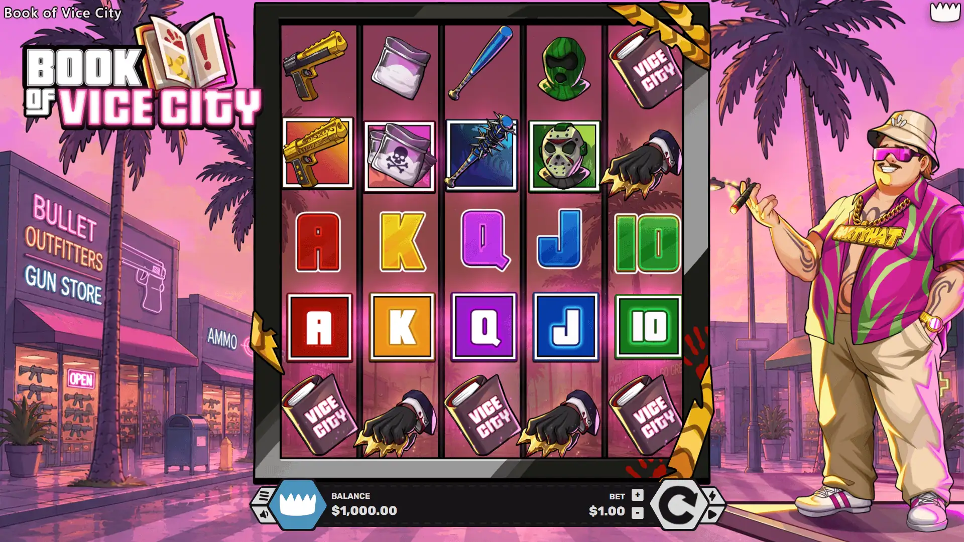 Book of Vice City slot gameplay reels