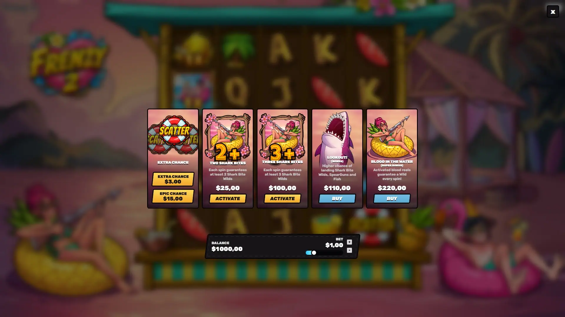Frenzy 2 bonus buy menu