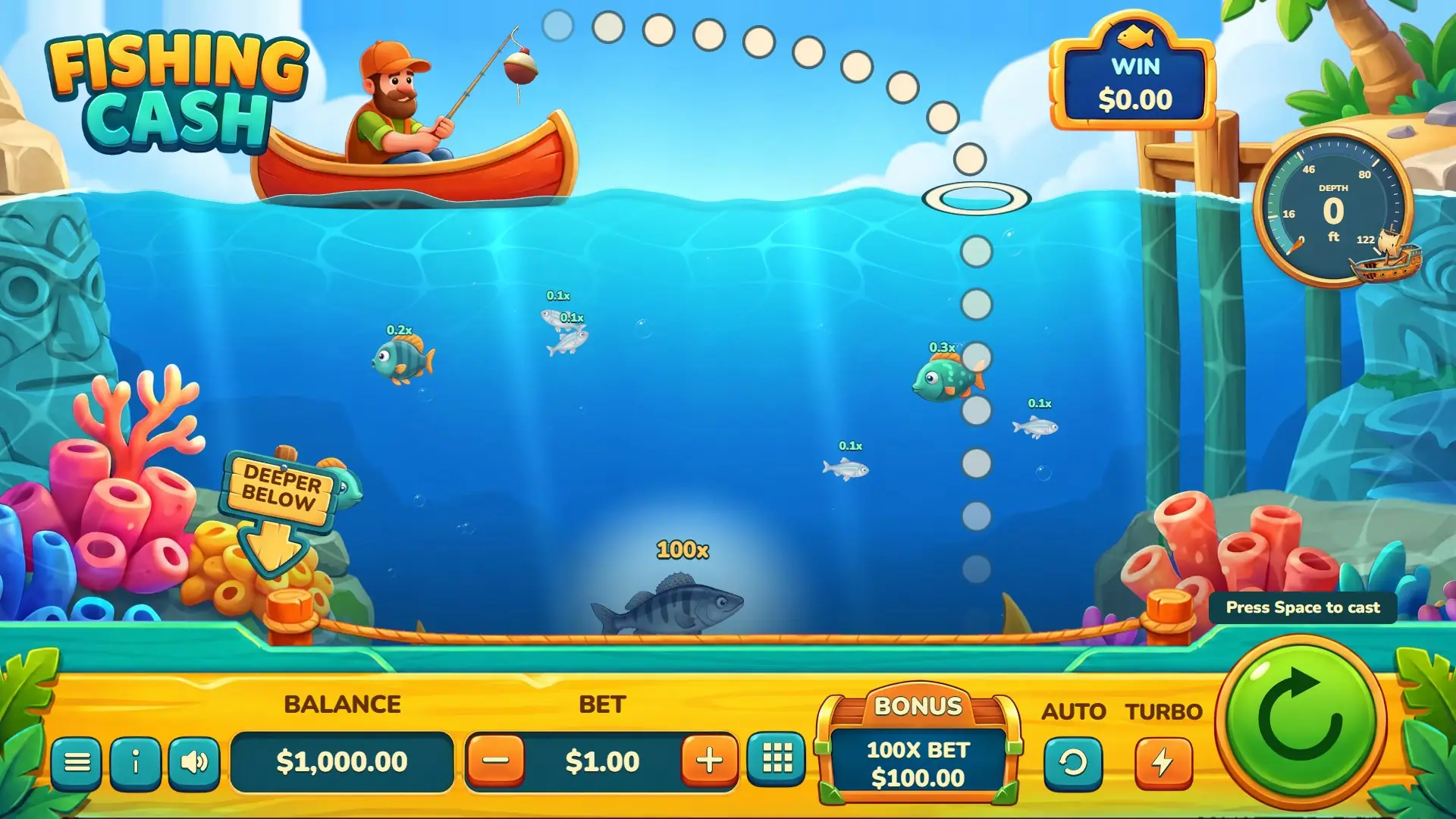 Fishing Cash slot gameplay reels
