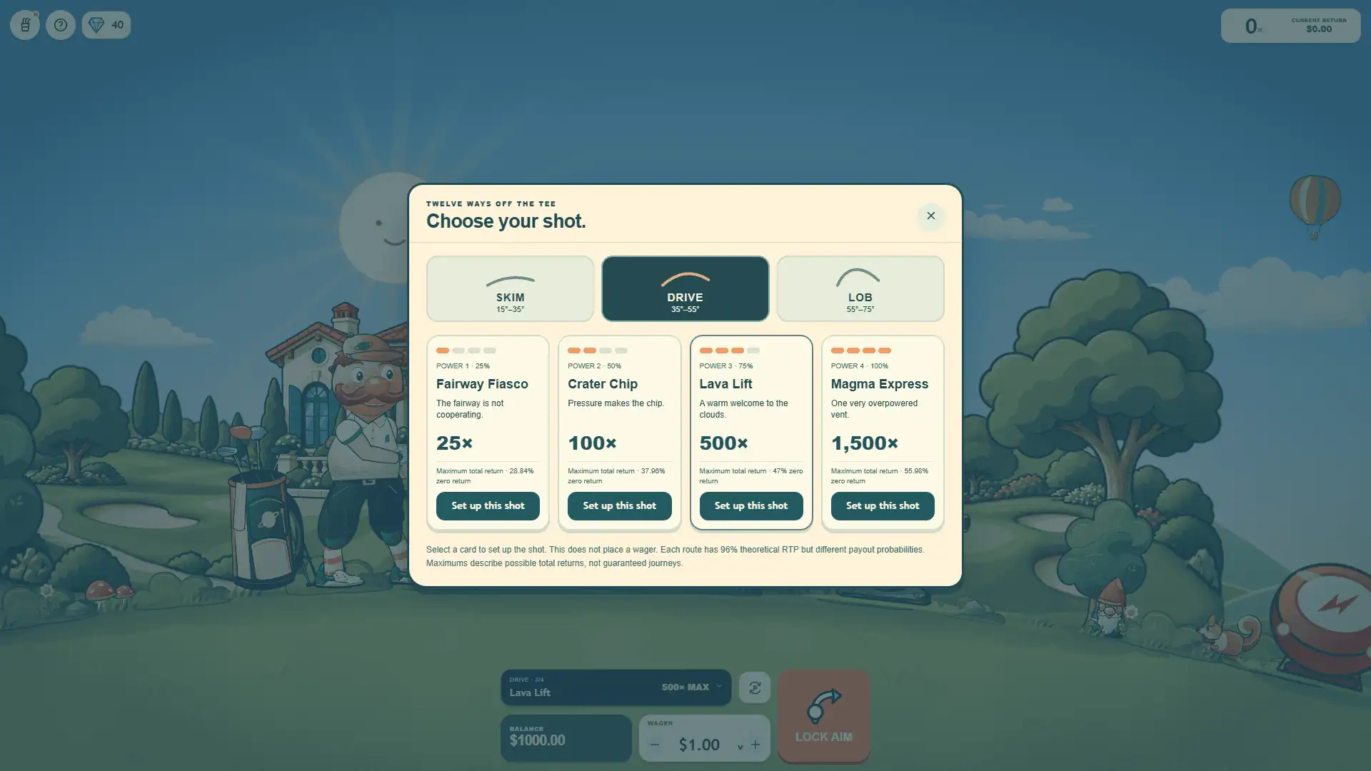 Fore Ever route selector with its twelve shot cards