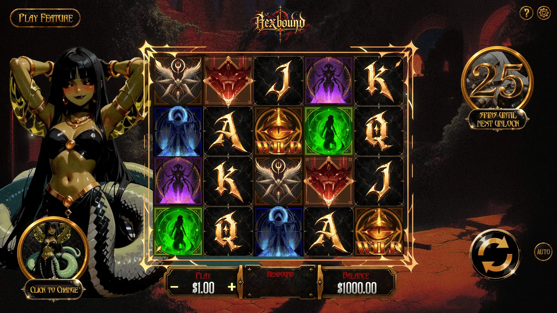 Hexbound slot gameplay reels