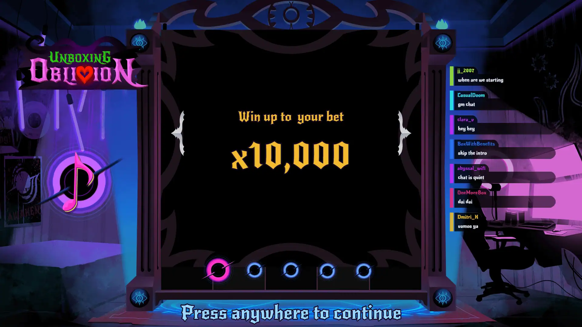 Unboxing Oblivion slot intro screen