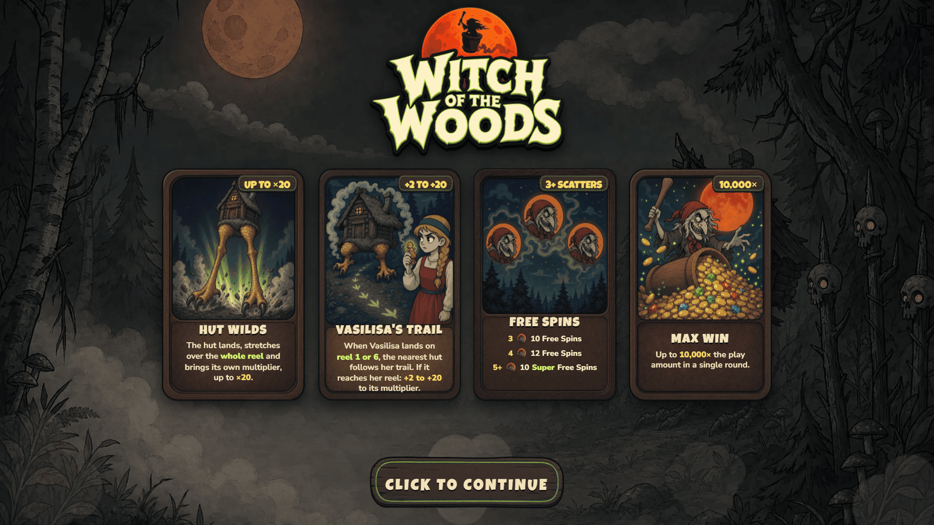 Witch of the Woods slot intro screen