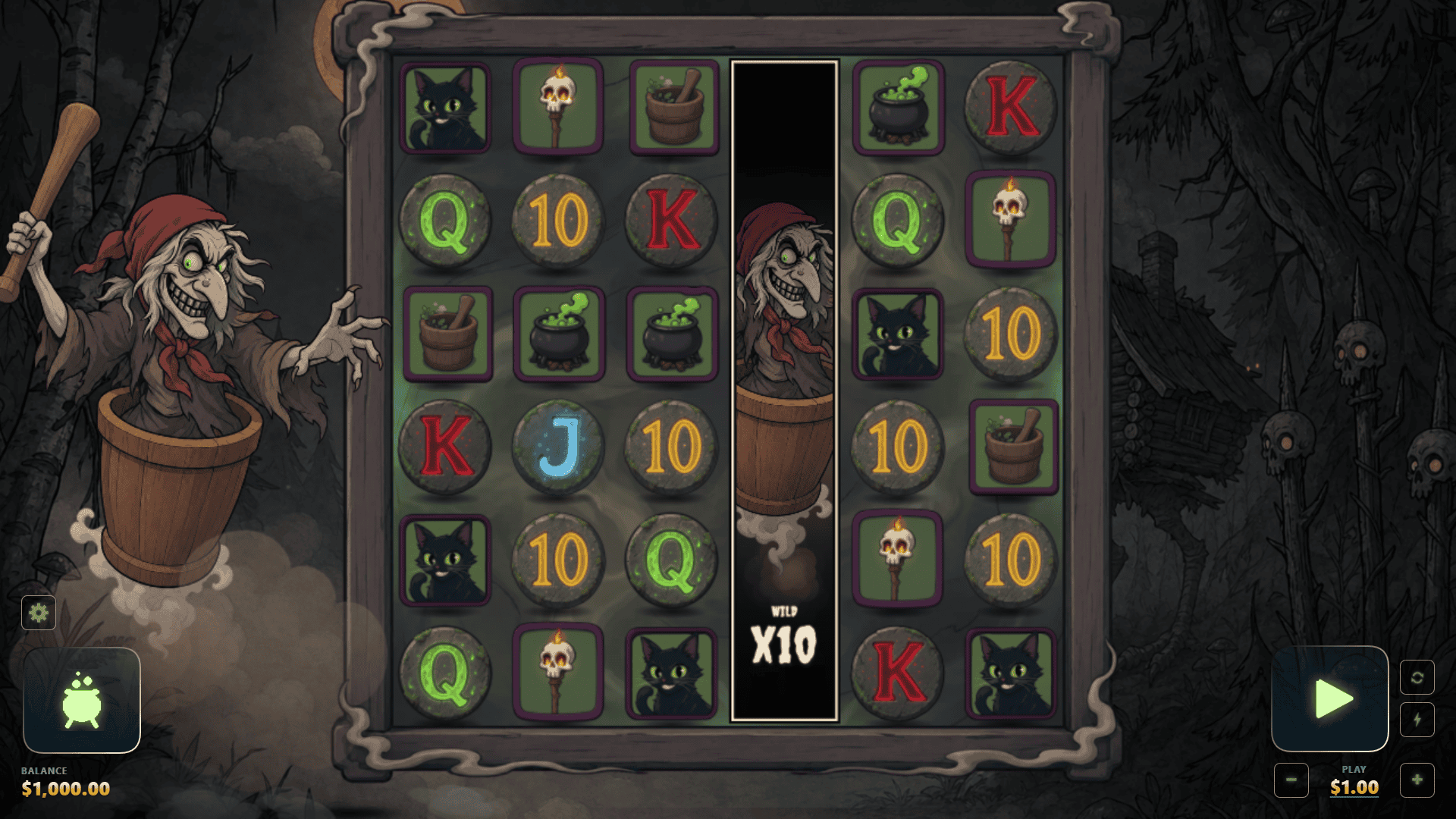 Witch of the Woods slot gameplay reels