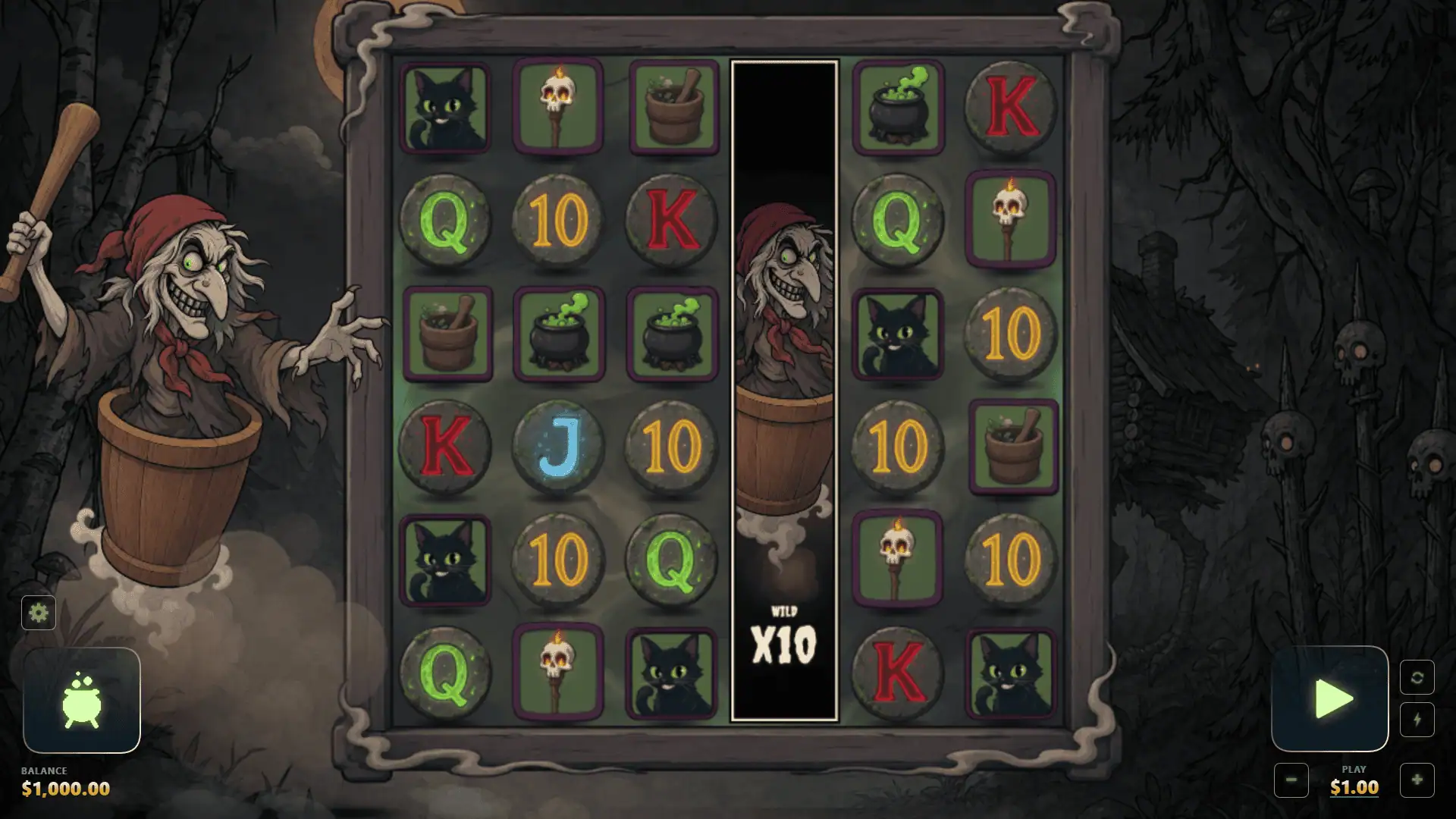 Witch of the Woods slot gameplay reels