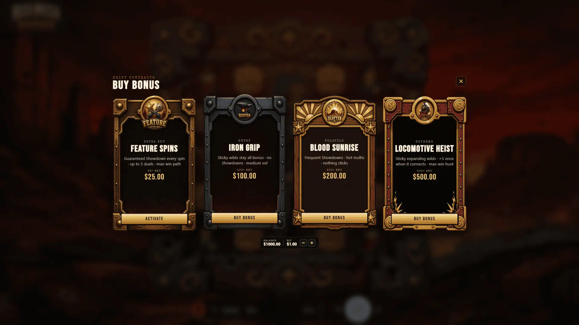 Red Mesa Revenge bonus buy menu