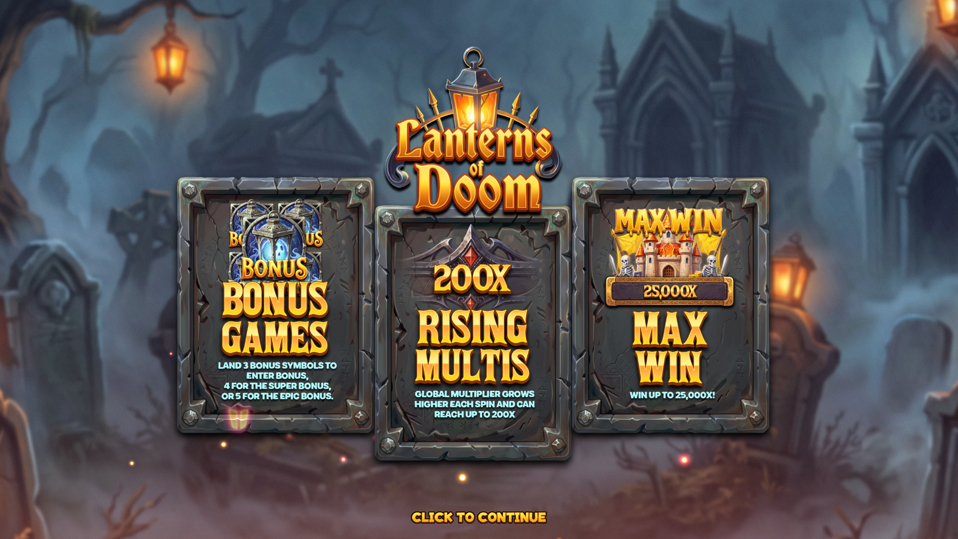Lanterns of Doom slot intro screen