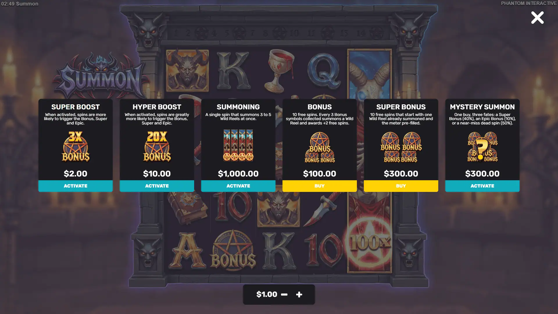 Summon bonus buy menu