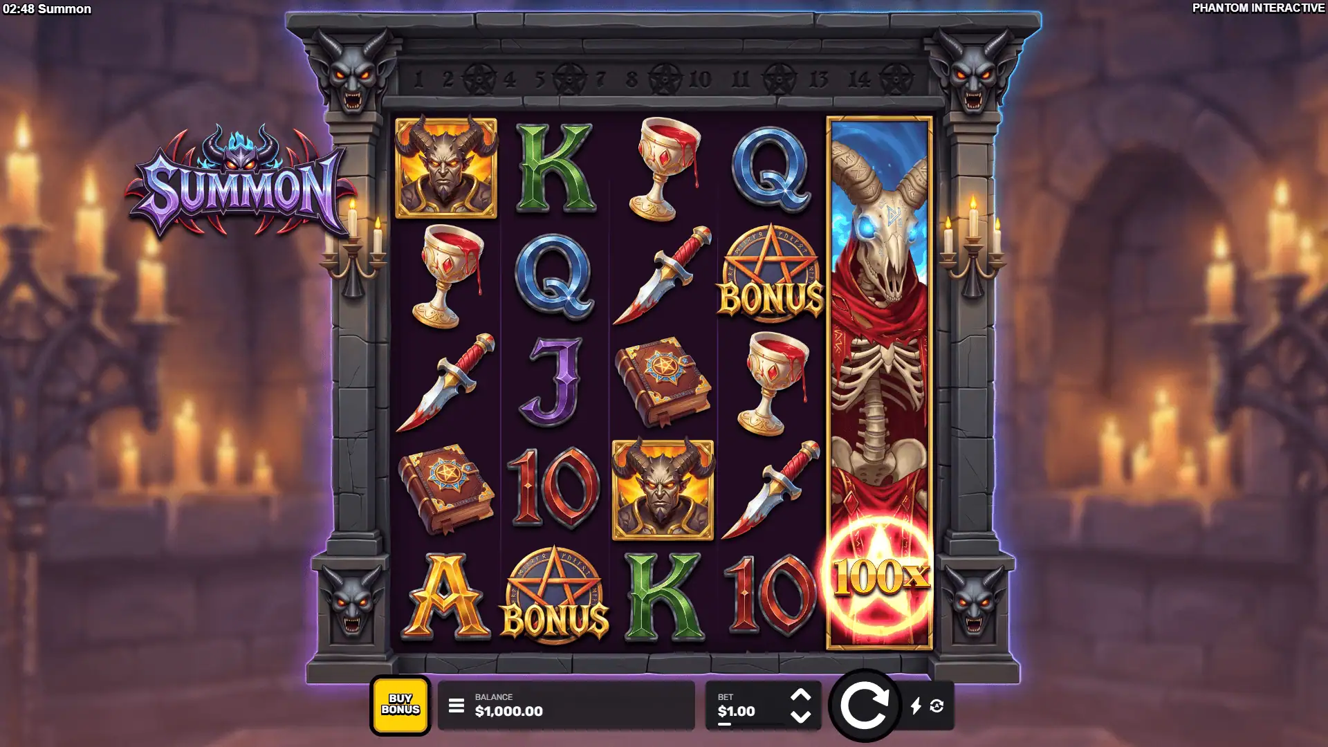 Summon slot gameplay reels