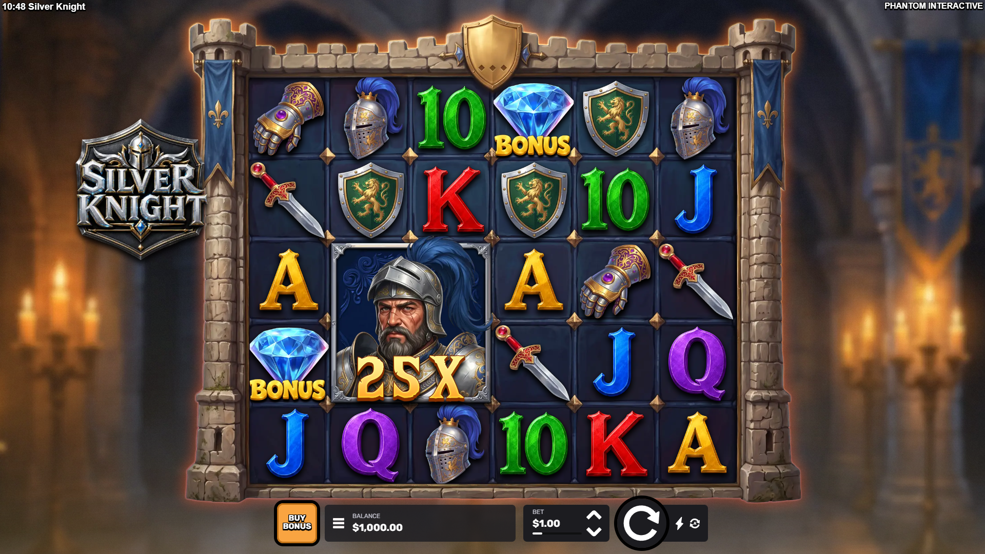 Silver Knight slot gameplay reels