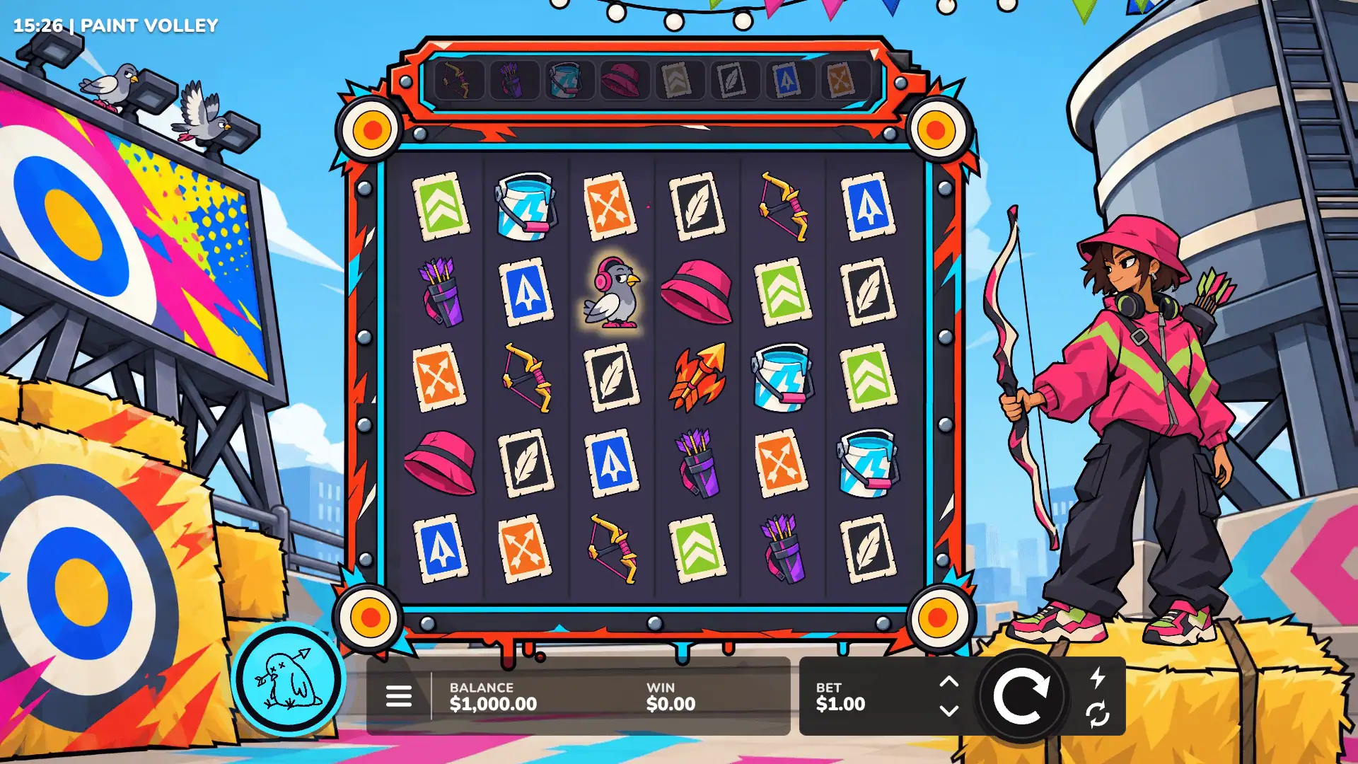 Paint Volley slot gameplay reels