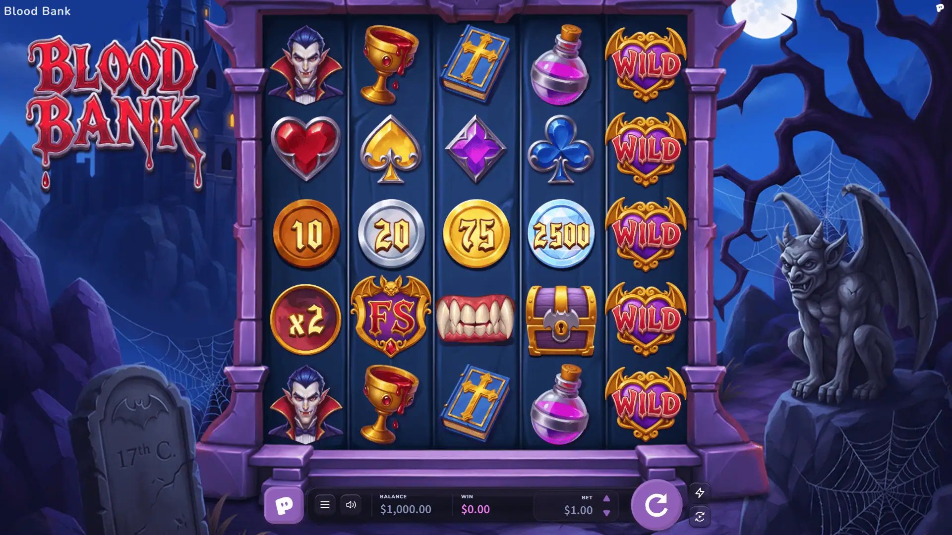 Blood Bank slot gameplay reels