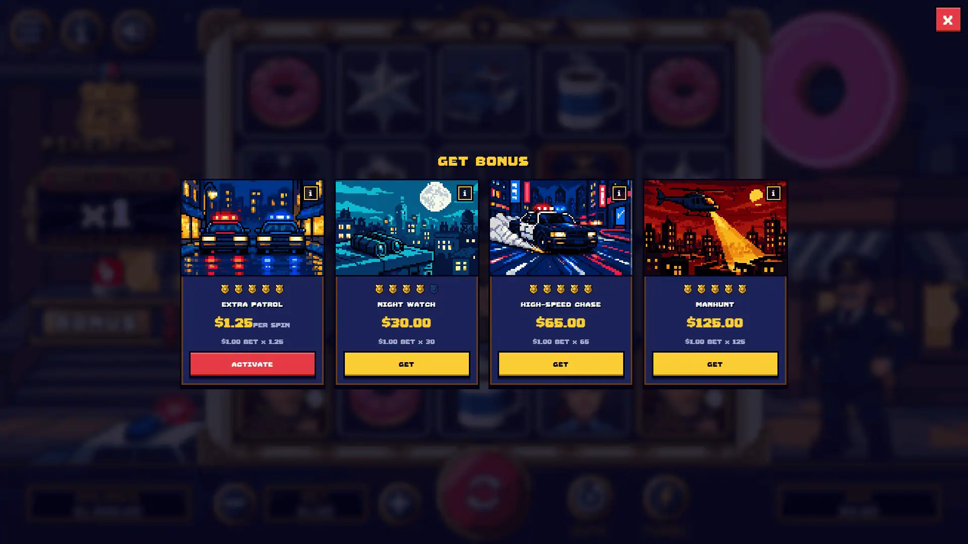 Police Department bonus buy menu