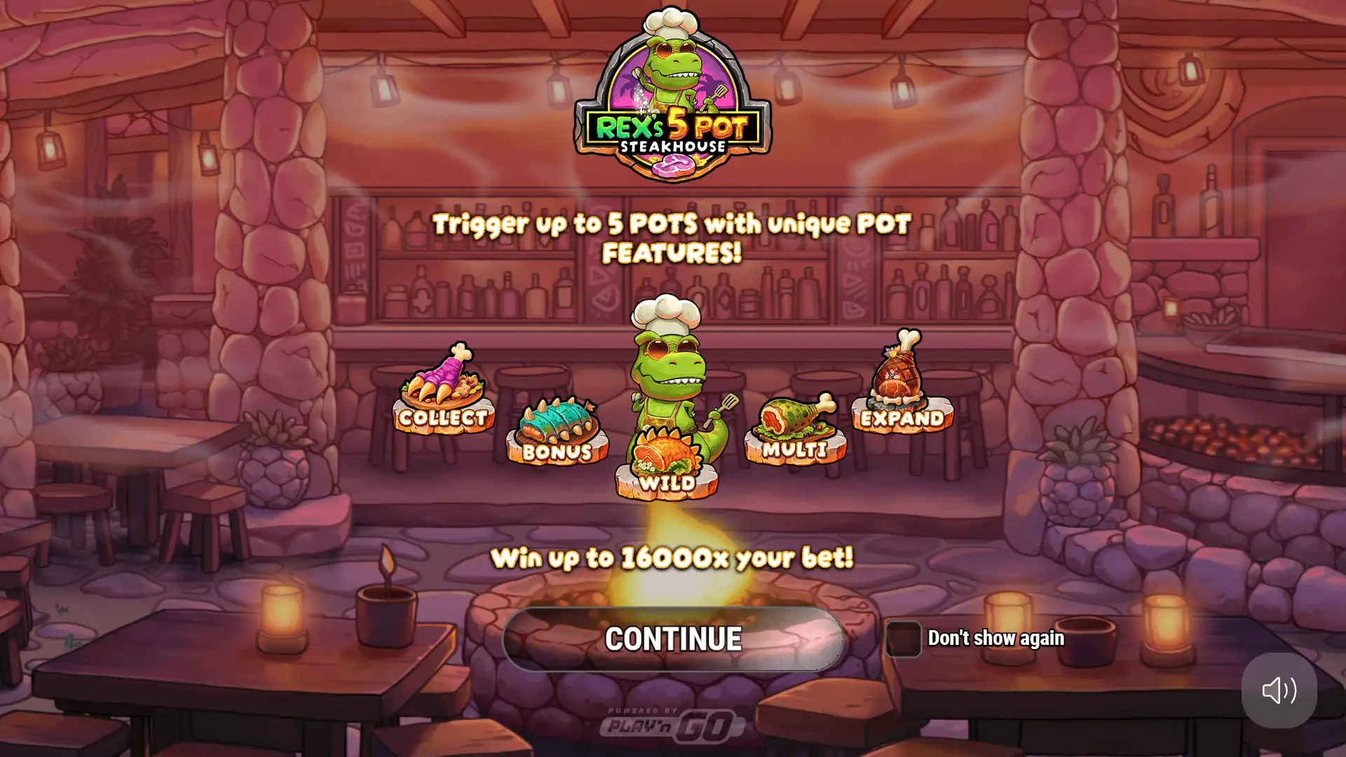 Rex&rsquo;s 5 Pot Steakhouse slot intro screen