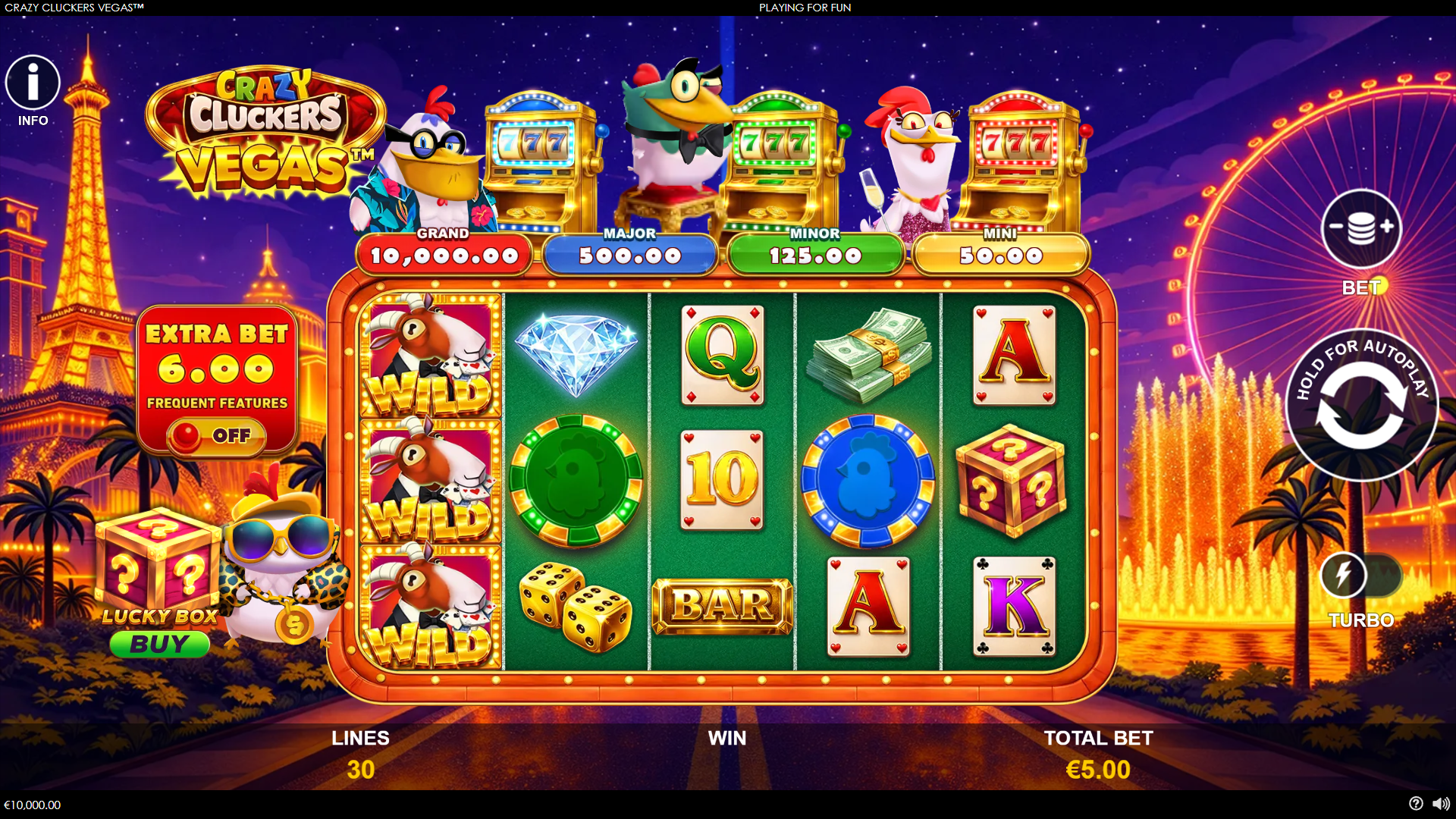 Crazy Cluckers Vegas slot gameplay reels