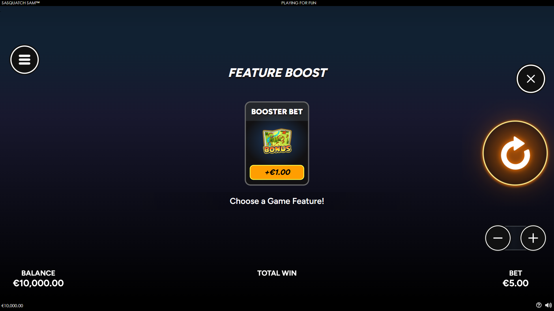 Sasquatch Sam bonus buy menu