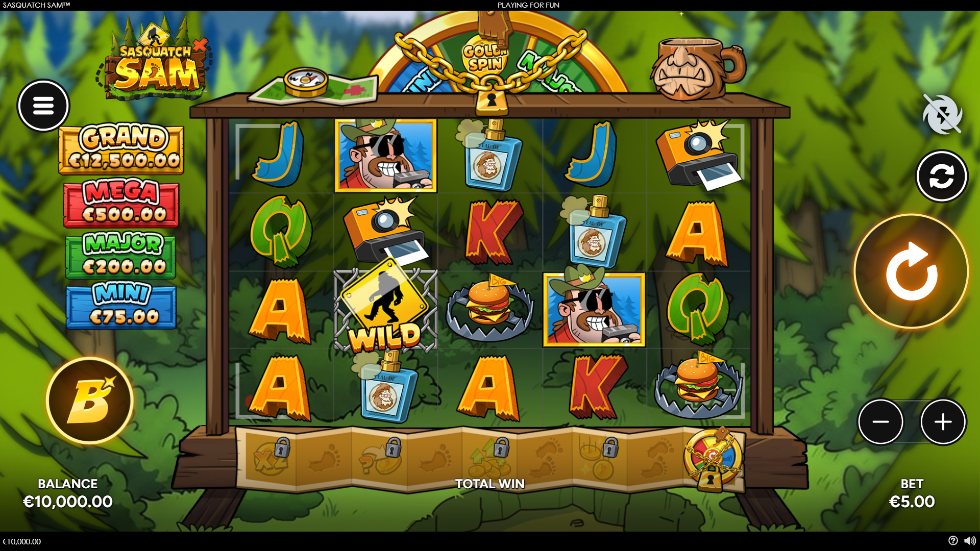 Sasquatch Sam slot gameplay reels