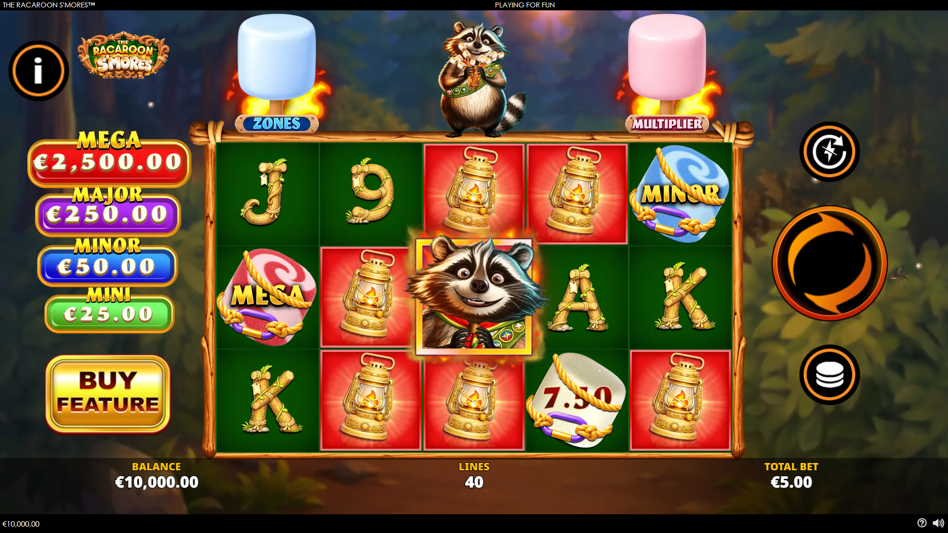 The Racaroon S'mores slot gameplay reels