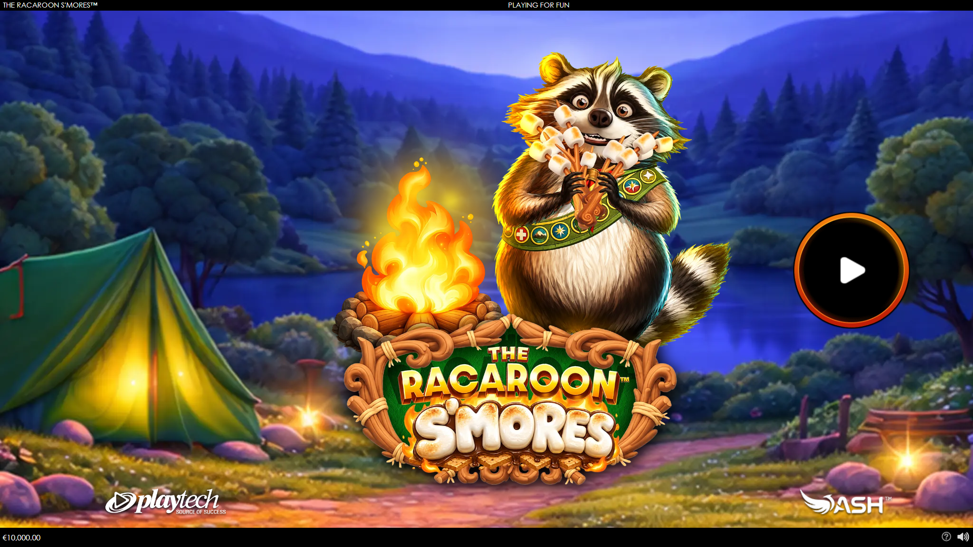 The Racaroon S'mores slot intro screen